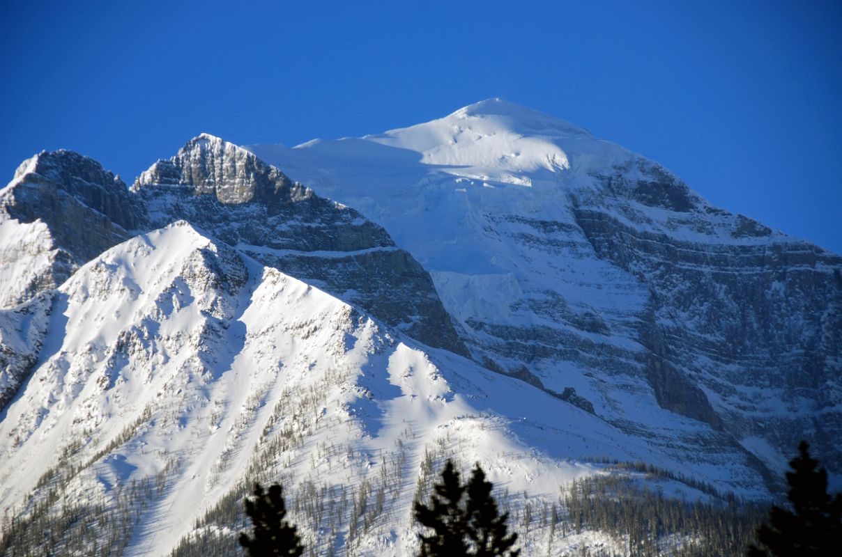 12 Mount Temple North Face Morning From Trans Canada Highway Driving Between Banff And Lake Louise in Winter